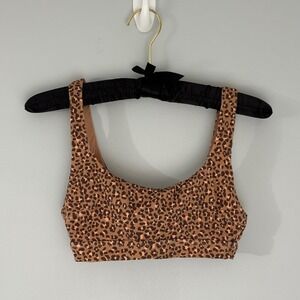Aerie XS Scoop Bralette Leopard‎ Print Ribbed Cropped Tank Top